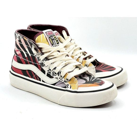 VANS Shoes - Vans Off The Wall Sk8 Hi Unisex Red Yellow Striped Shoes Sneakers Size 6 500714